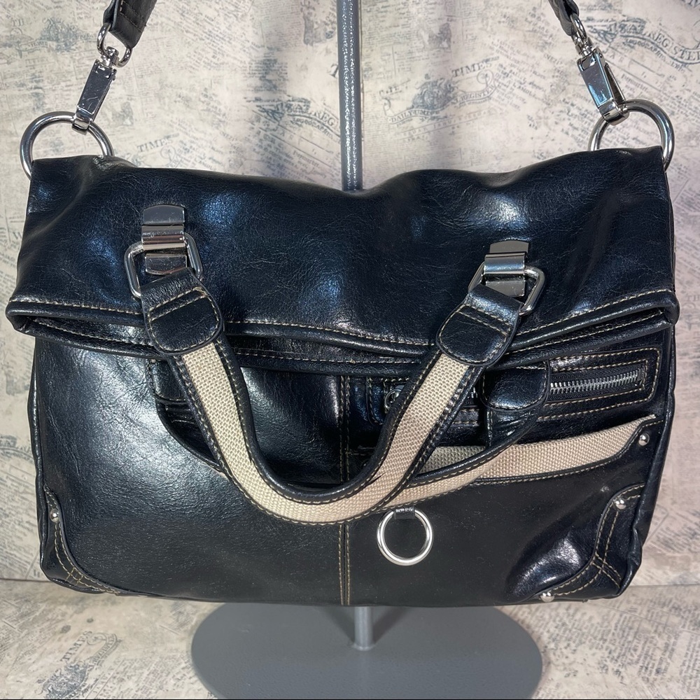 Nine West Black Shoulder Bag Classic Everyday Purse Silver Hardware - Picture 2 of 14